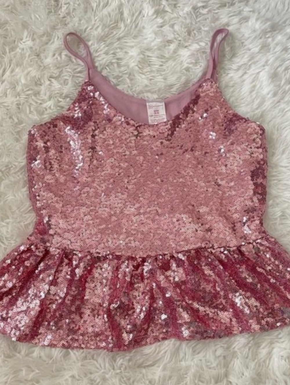 No Boundaries Pink Sequin Peplum Cami Top